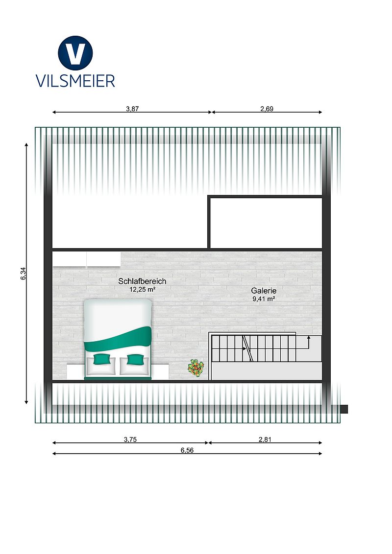 Grundriss Apartment Obergschoss Ebene 2