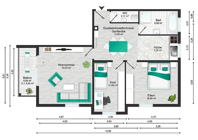 Grundriss WE 4